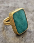 Preview: Ring aus Messing vergoldet, türkiser Chalcedon